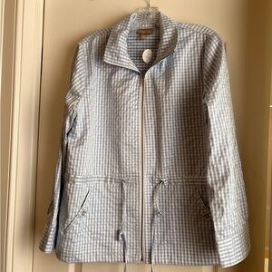 Chico's Light Blue Gingham Utility Jacket